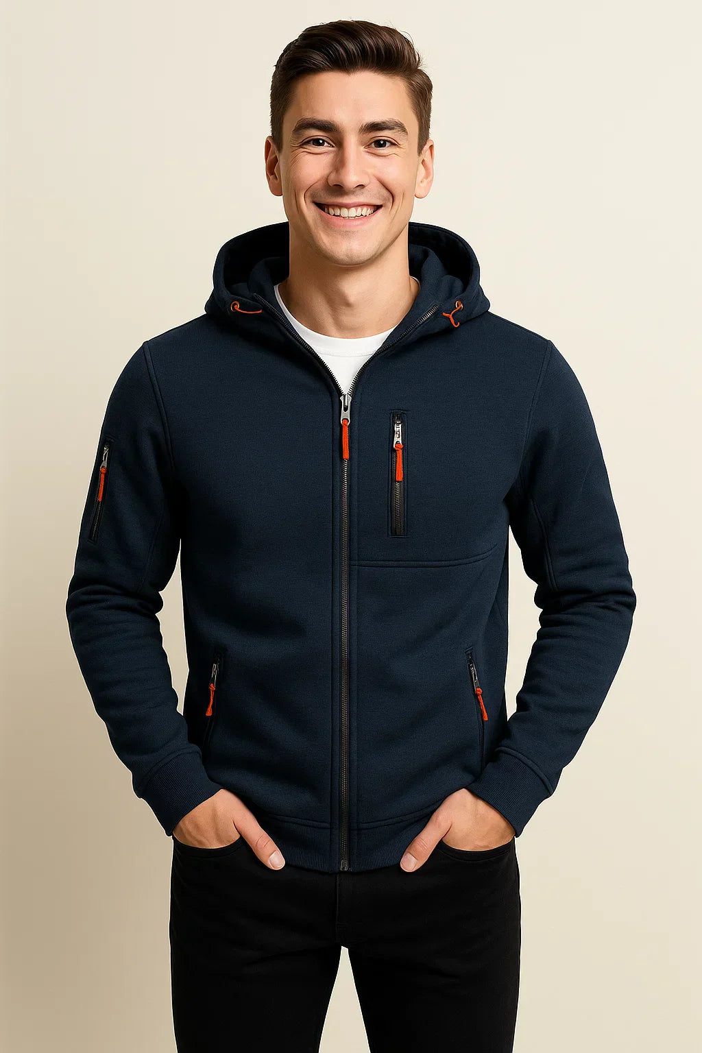 Blouson Homme Décontracté avec Capuche et Poches