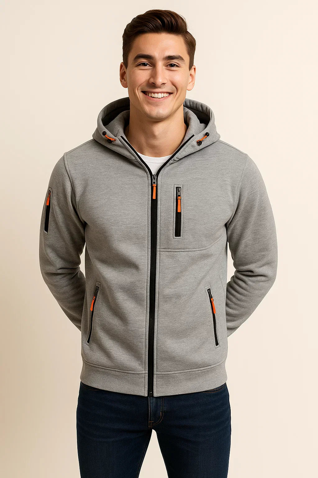 Blouson Homme Décontracté avec Capuche et Poches