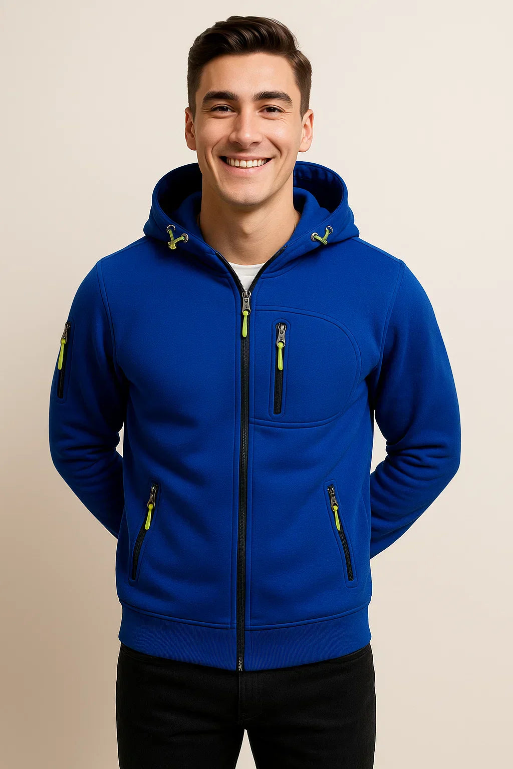 Blouson Homme Décontracté avec Capuche et Poches