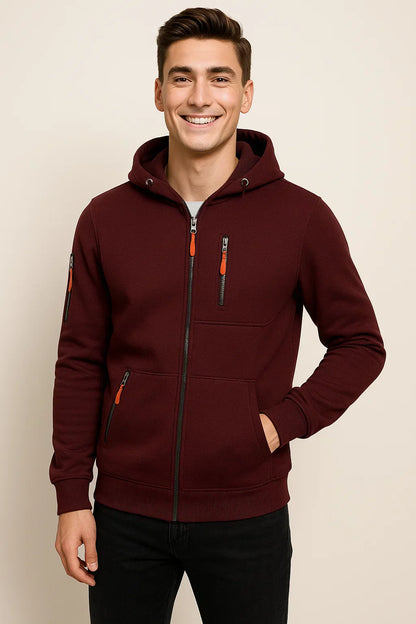 Blouson Homme Décontracté avec Capuche et Poches