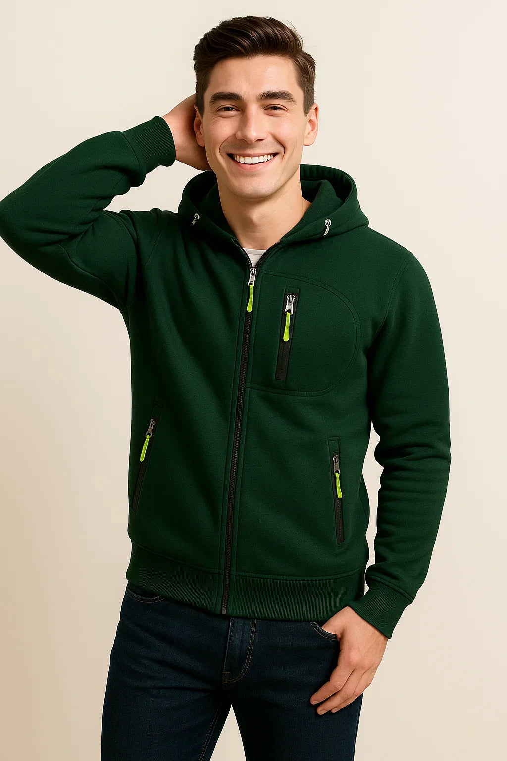 Blouson Homme Décontracté avec Capuche et Poches