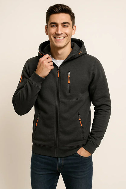 Blouson Homme Décontracté avec Capuche et Poches