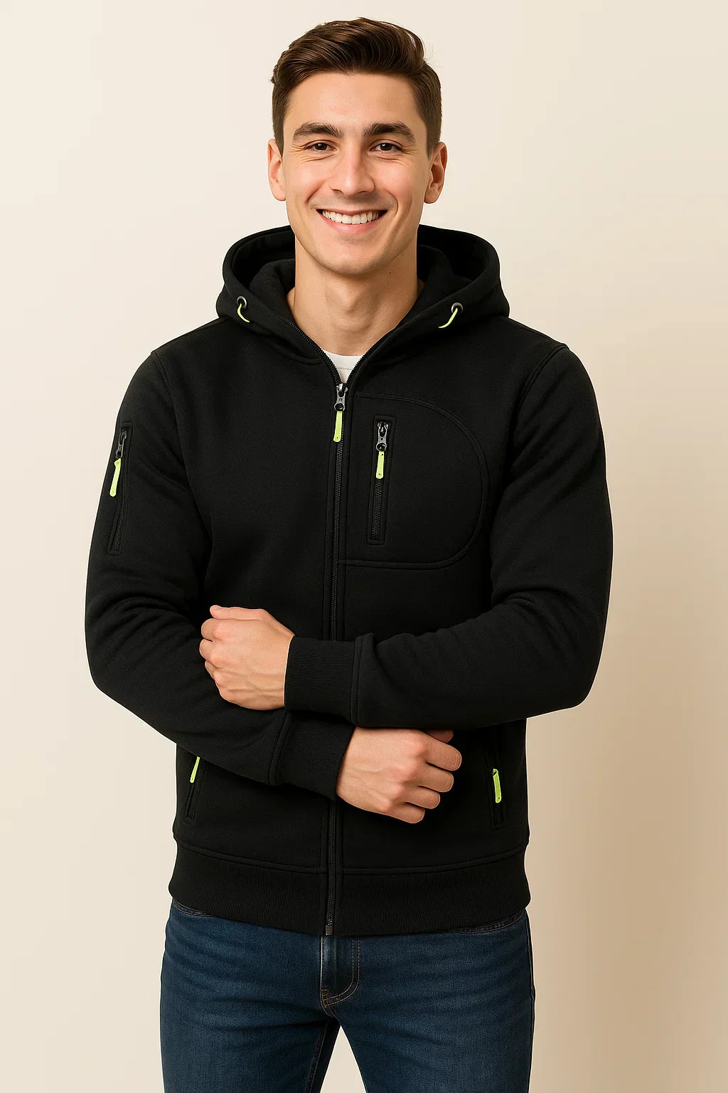 Blouson Homme Décontracté avec Capuche et Poches