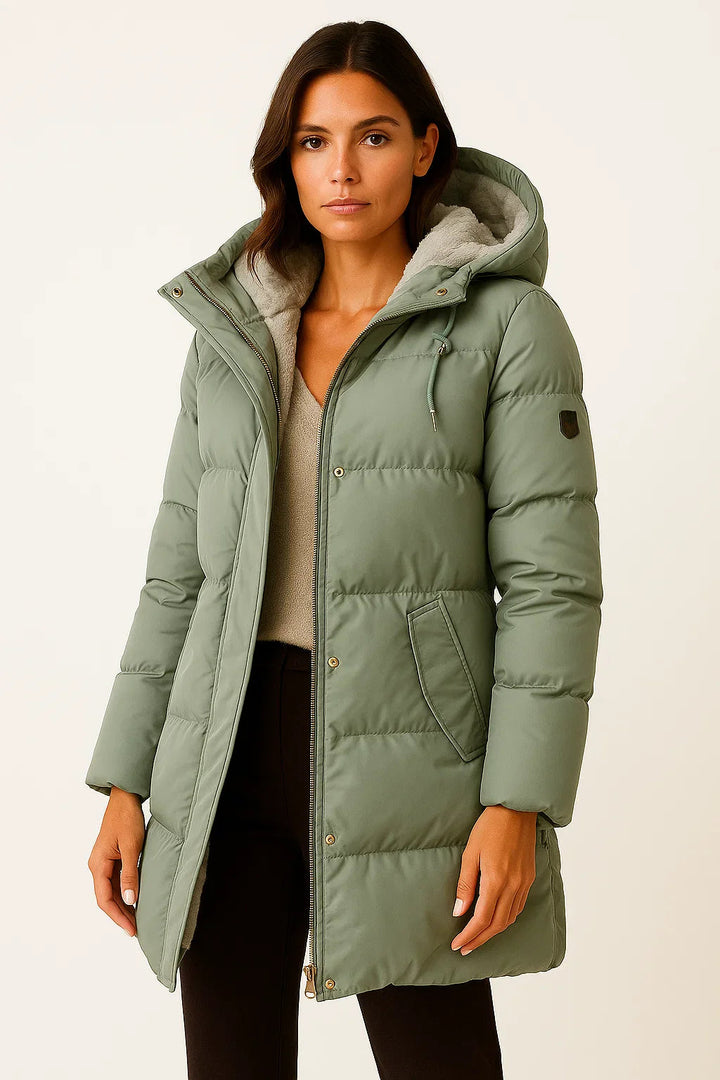 Manteau long matelassé léger coupe chaude