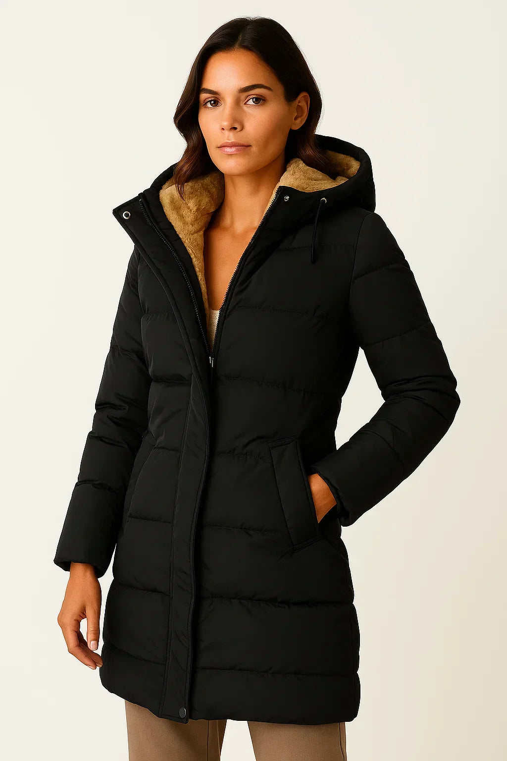 Manteau long Femme matelassé léger coupe chaude