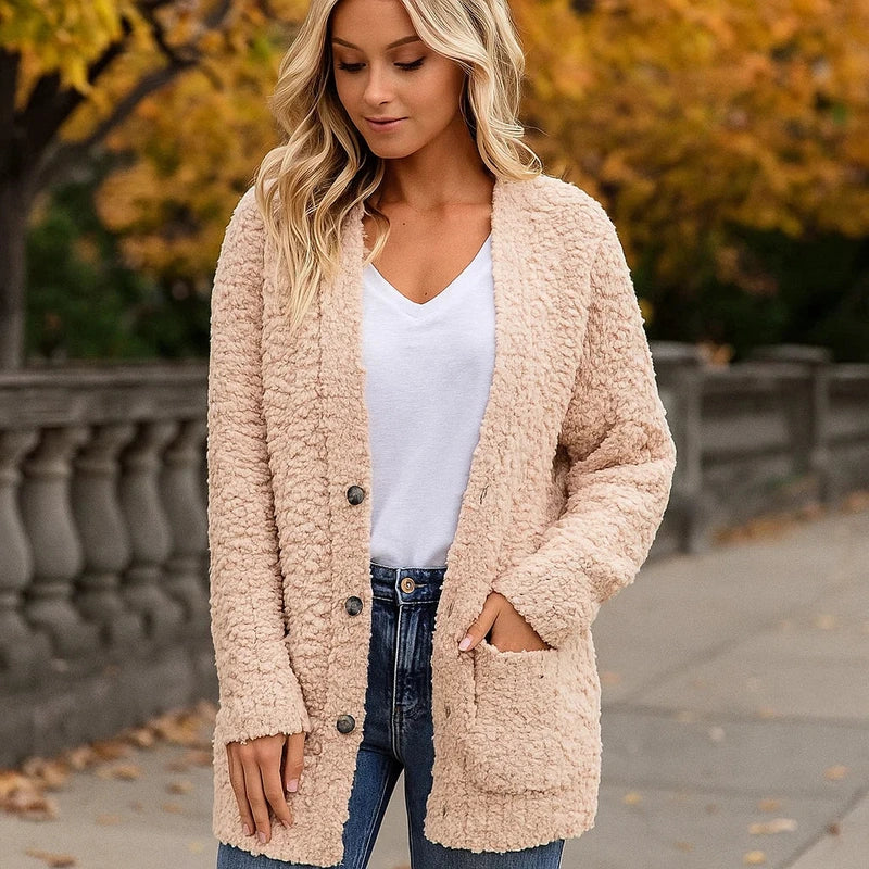 Veste Douillette Féminine avec Poches et Capuchon