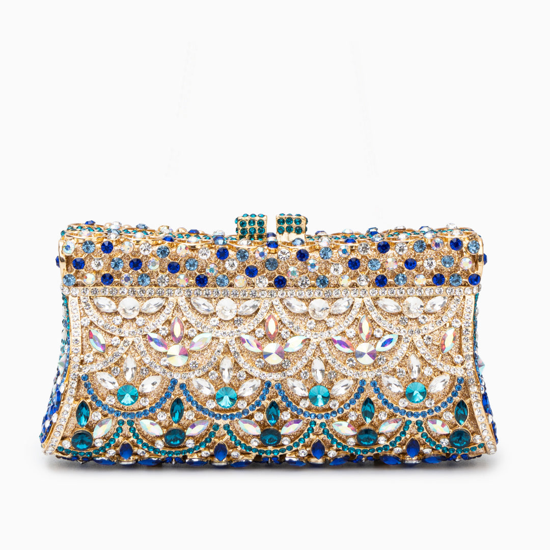 Sac Clutch Paillettes Doré et Bleu Nuit pour Femme - BerlinGlamour