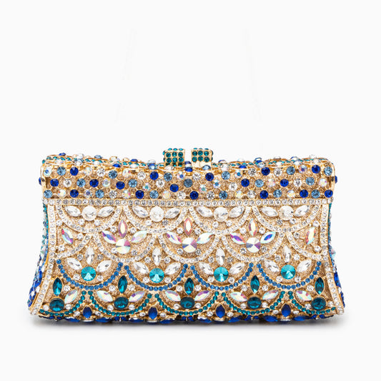 Sac Clutch Paillettes Doré et Bleu Nuit pour Femme - BerlinGlamour