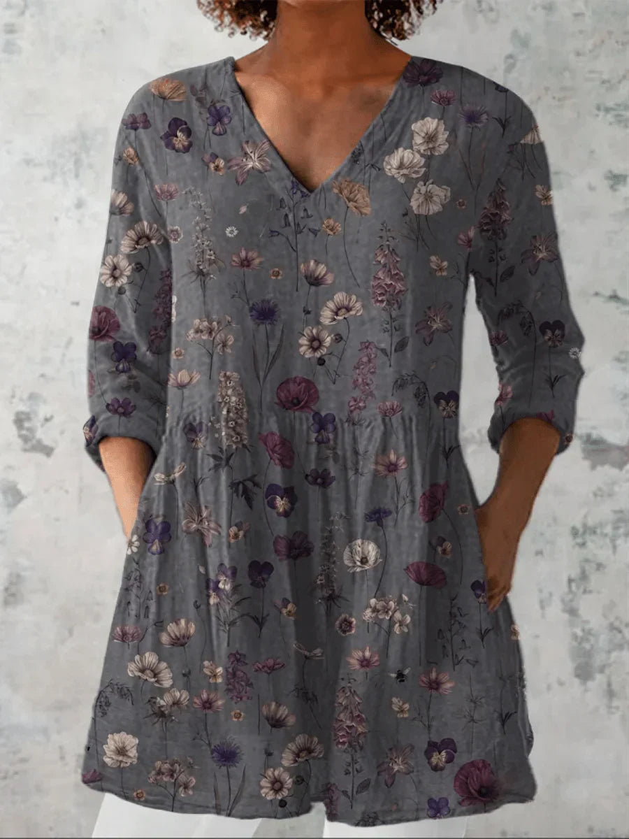 Tunique Longue Femme Coton Décolleté en V Coupe Ample