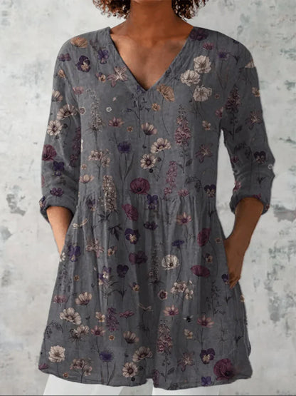 Tunique Longue Femme Coton Décolleté en V Coupe Ample