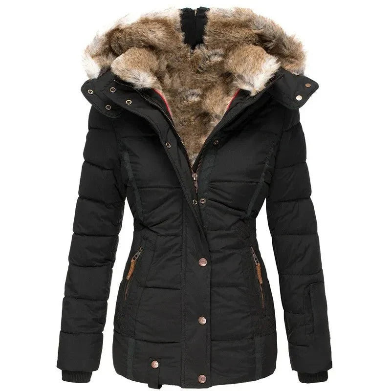 Veste Hiver Femme à Capuche Fourrure Synthétique Douce et Chaude - BerlinGlamour