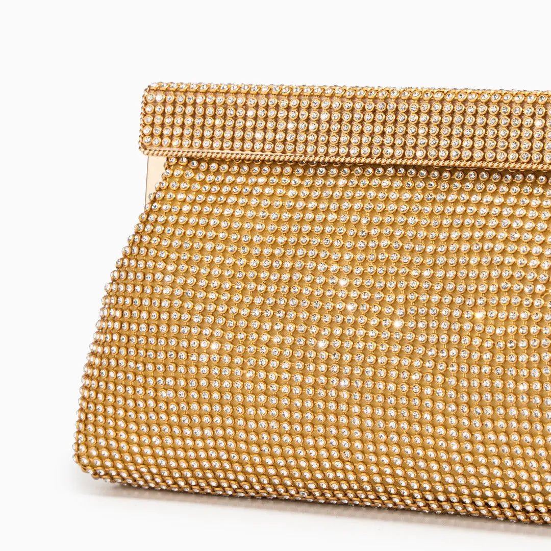 Sac Clutch Soirée Diamants avec Fermeture Éclair