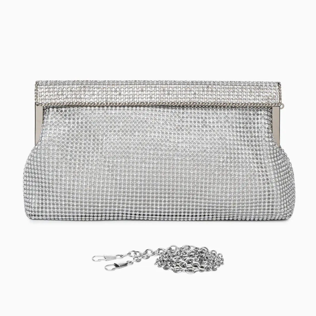 Sac Clutch Soirée Diamants avec Fermeture Éclair