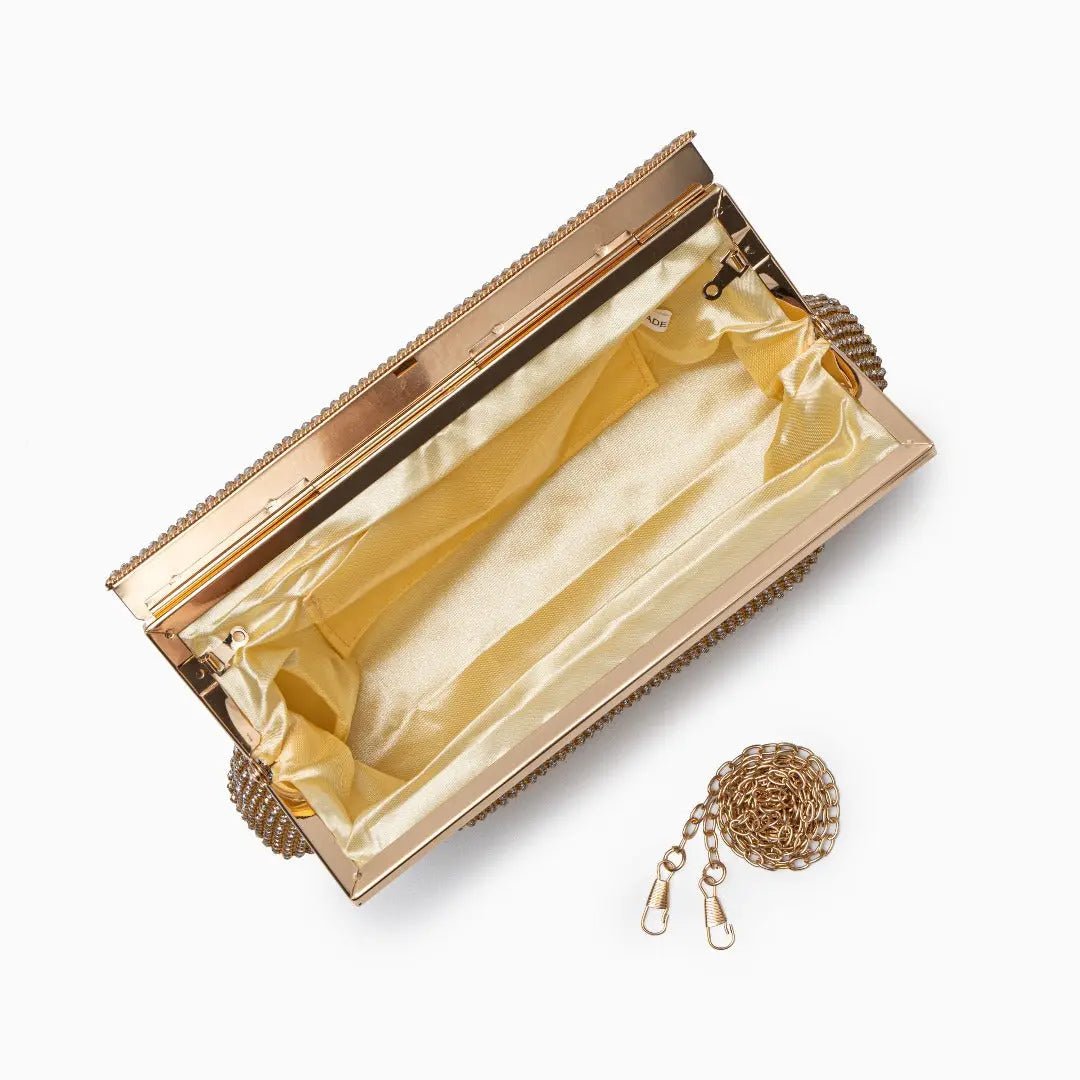 Sac Clutch Soirée Diamants avec Fermeture Éclair