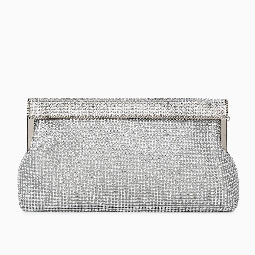 Sac Clutch Soirée Diamants avec Fermeture Éclair