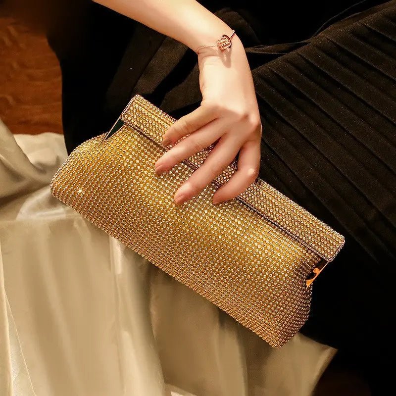 Sac Clutch Soirée Diamants avec Fermeture Éclair