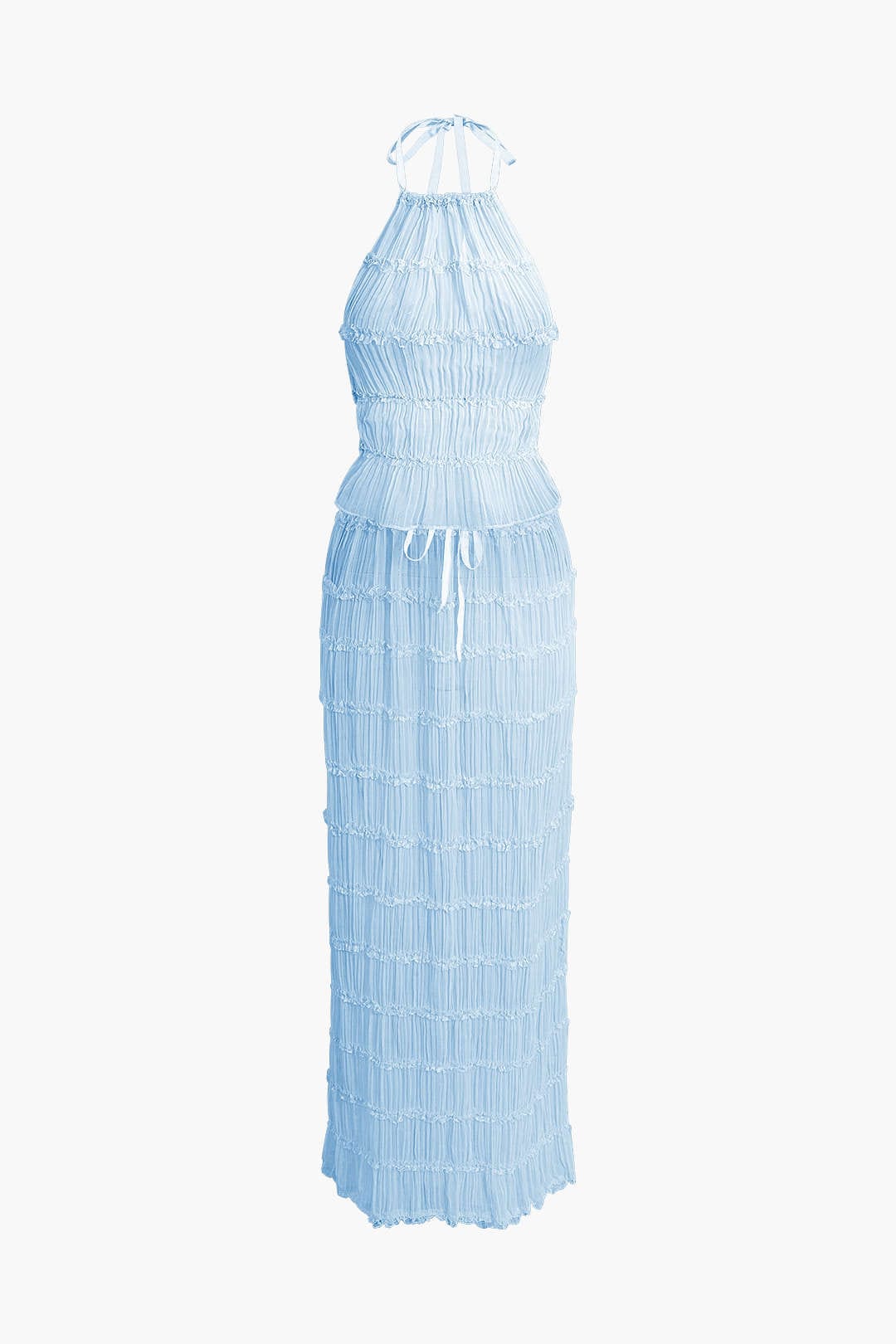 Robe de soirée deux pièces plissée élégante