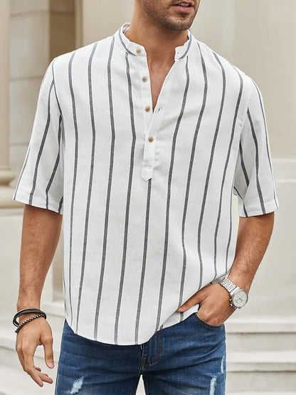 Chemise Coton Rayée Manches Courtes Homme - BerlinGlamour