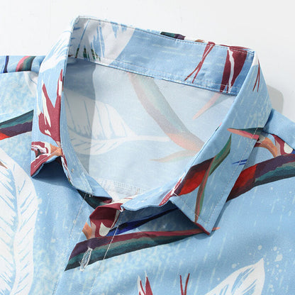 Chemise Homme Manches Courtes à Fleurs Colorées