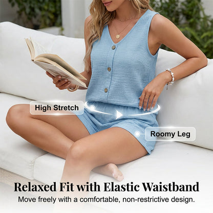 Ensemble Femme Sans Manches Col en V Short Assorti