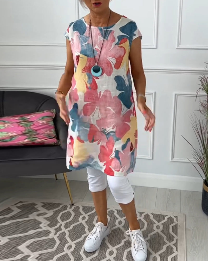 Robe Femme Fluide Imprimée Coupe Décontractée Estivale