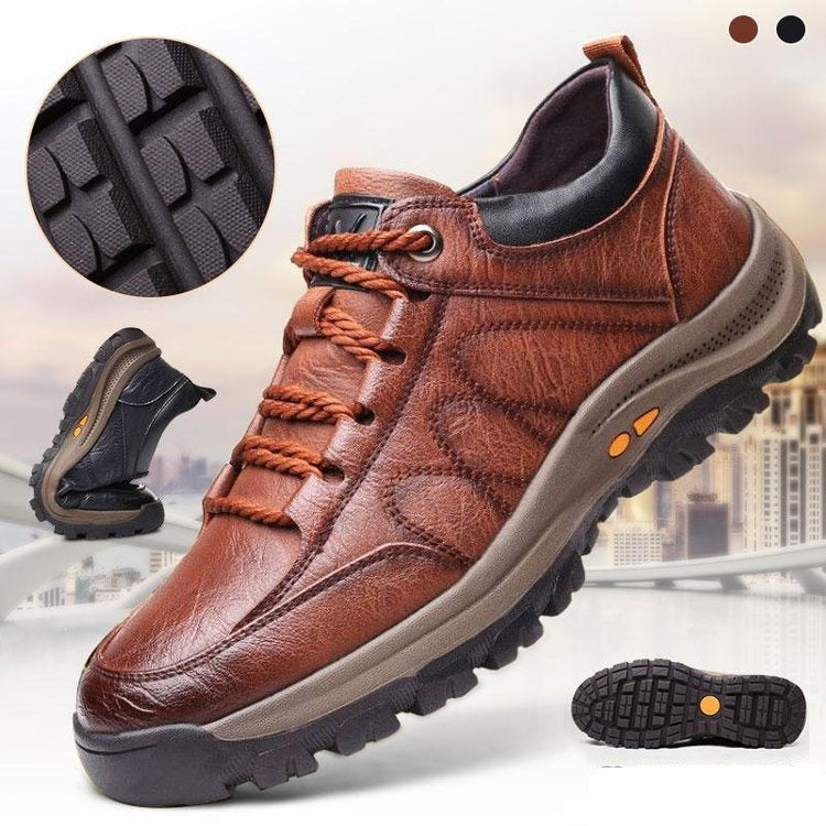 Chaussure de randonnée homme cuir brun robuste - PanierRoyale
