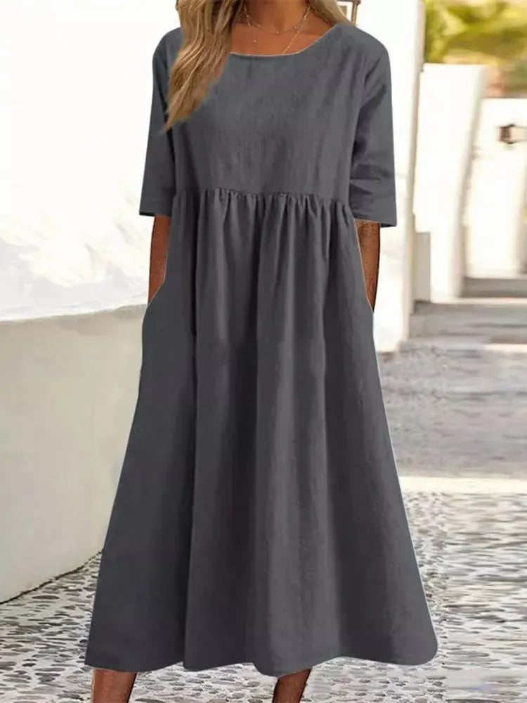 Robe Femmes Été Mi-Longue en Coton Léger - PanierRoyale