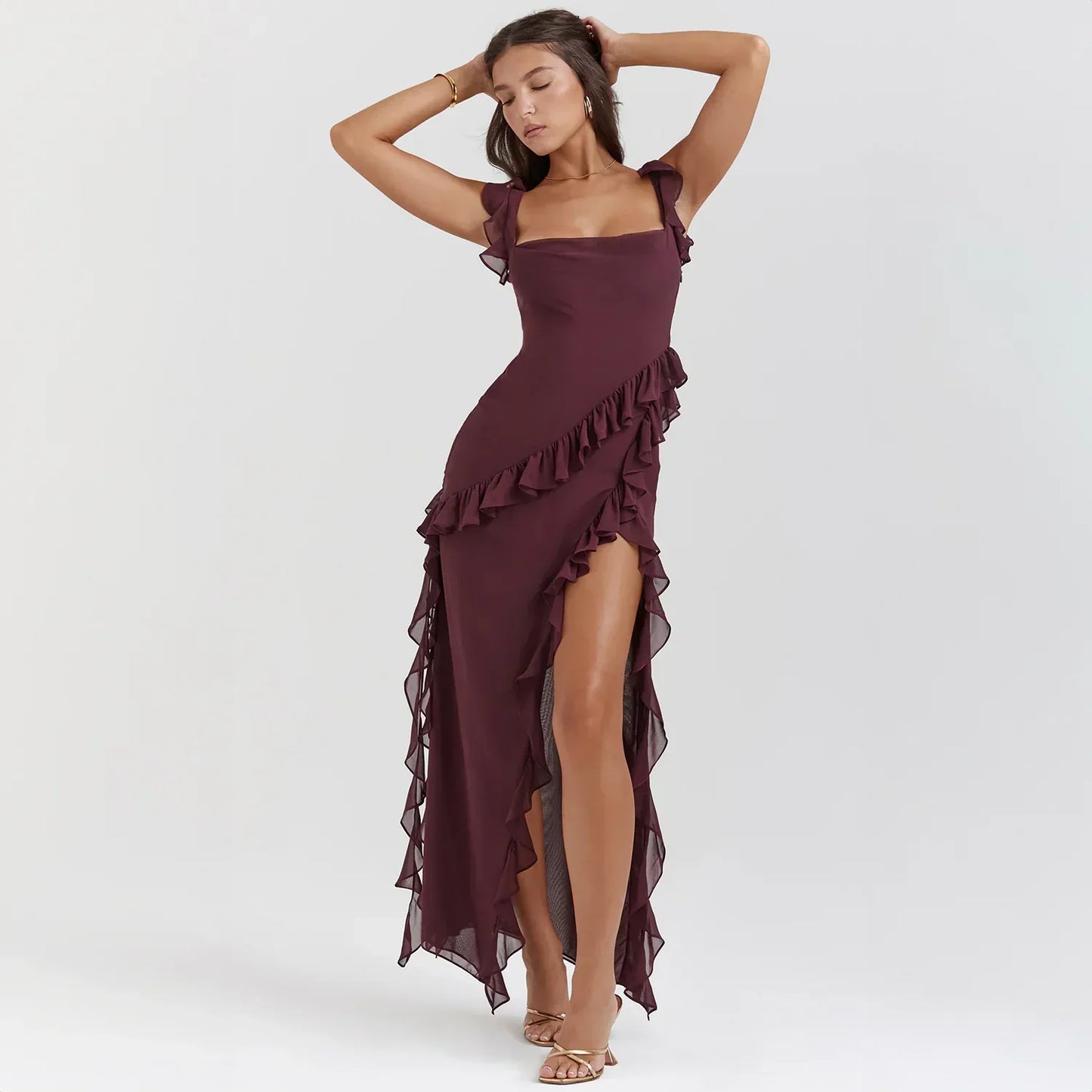 Robe de Soirée Femmes Grande Taille Élégante avec Décolleté Profond