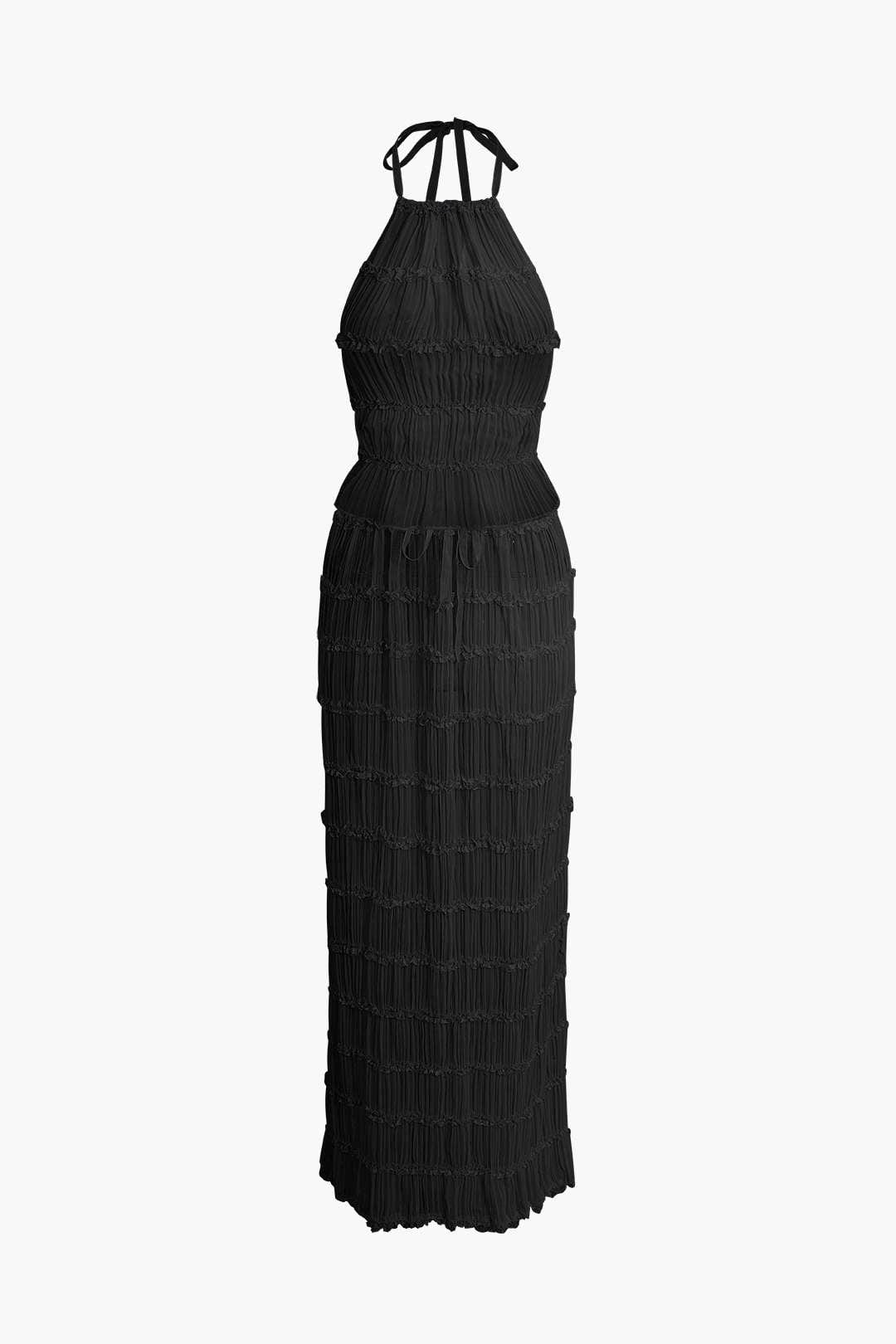 Robe de soirée deux pièces plissée élégante