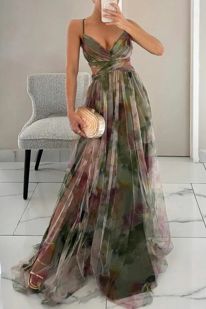 Robe de Soirée Élégante Fleurs Chic pour Femme