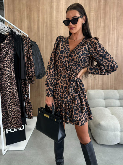 Robe Mini Femme Cache-cœur Taille Marquée Coupe Ajustée