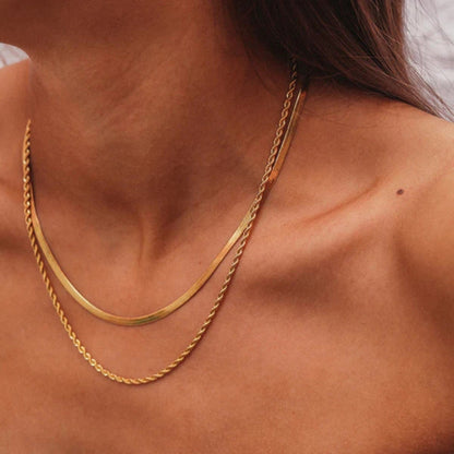 Collier Femme Métal Double Chaîne Minimaliste