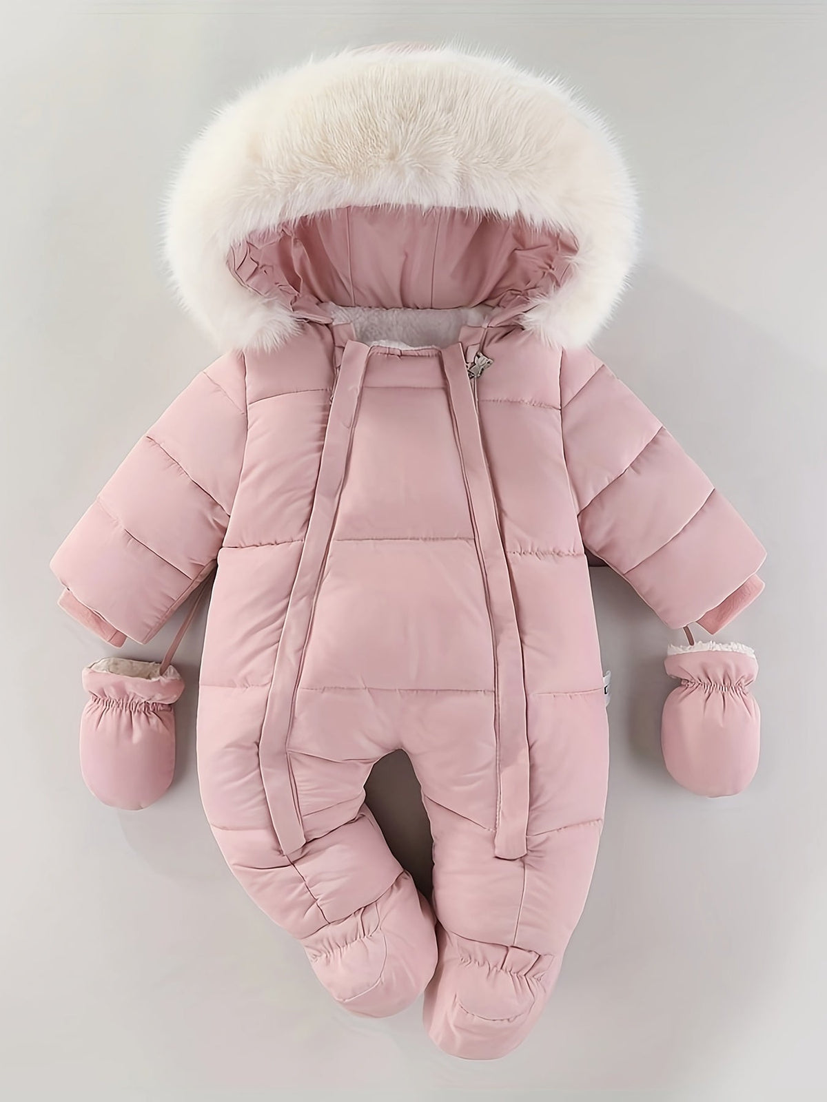 Combinaison Bébé Hiver Douillette avec Capuche et Moufles