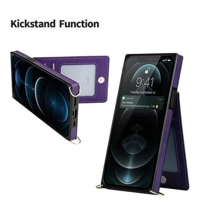 Housse pour iPhone Femme en Cuir avec Porte-cartes Zippé