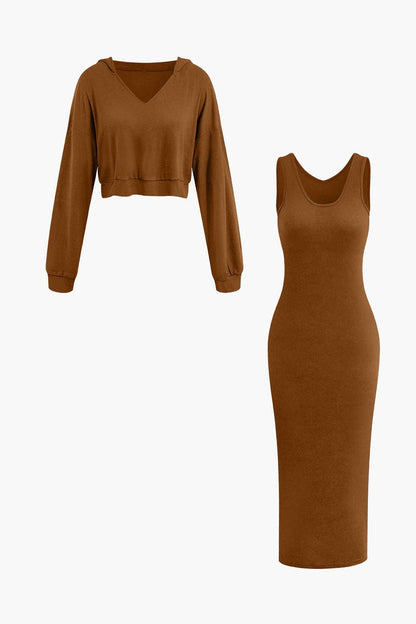 Ensemble Décontracté Hoodie et Jupe Midi