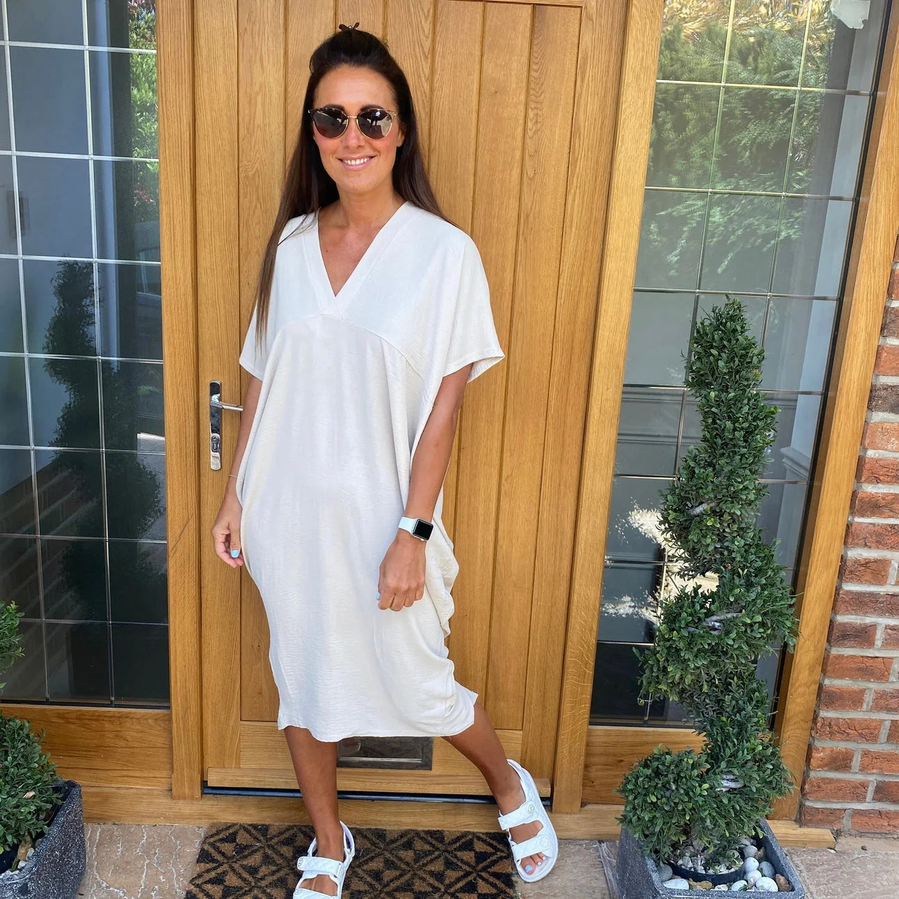 Robe Femme Coupe Ample Décolleté V Confort Quotidien