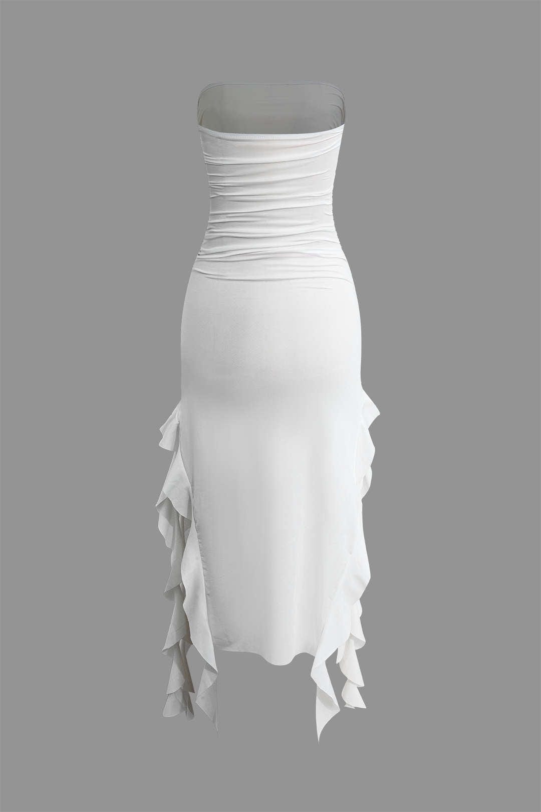 Robe Maxi Élégante avec Volants Féminins