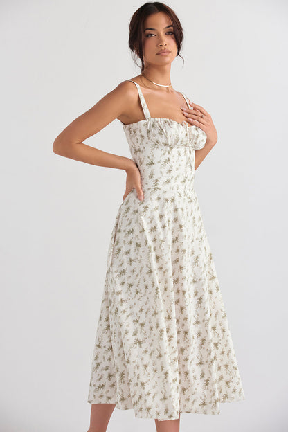 Robe Midi Taille Étroite Rose Pâle