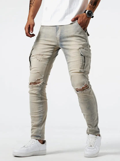 Pantalon de travail homme robuste gris avec poches multiples