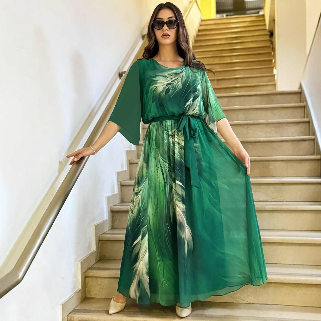 Robe Maxi Femme en Chiffon Léger Coupe Fluide