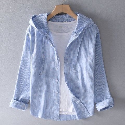 Chemise Homme Décontractée à Manches Longues et Capuche