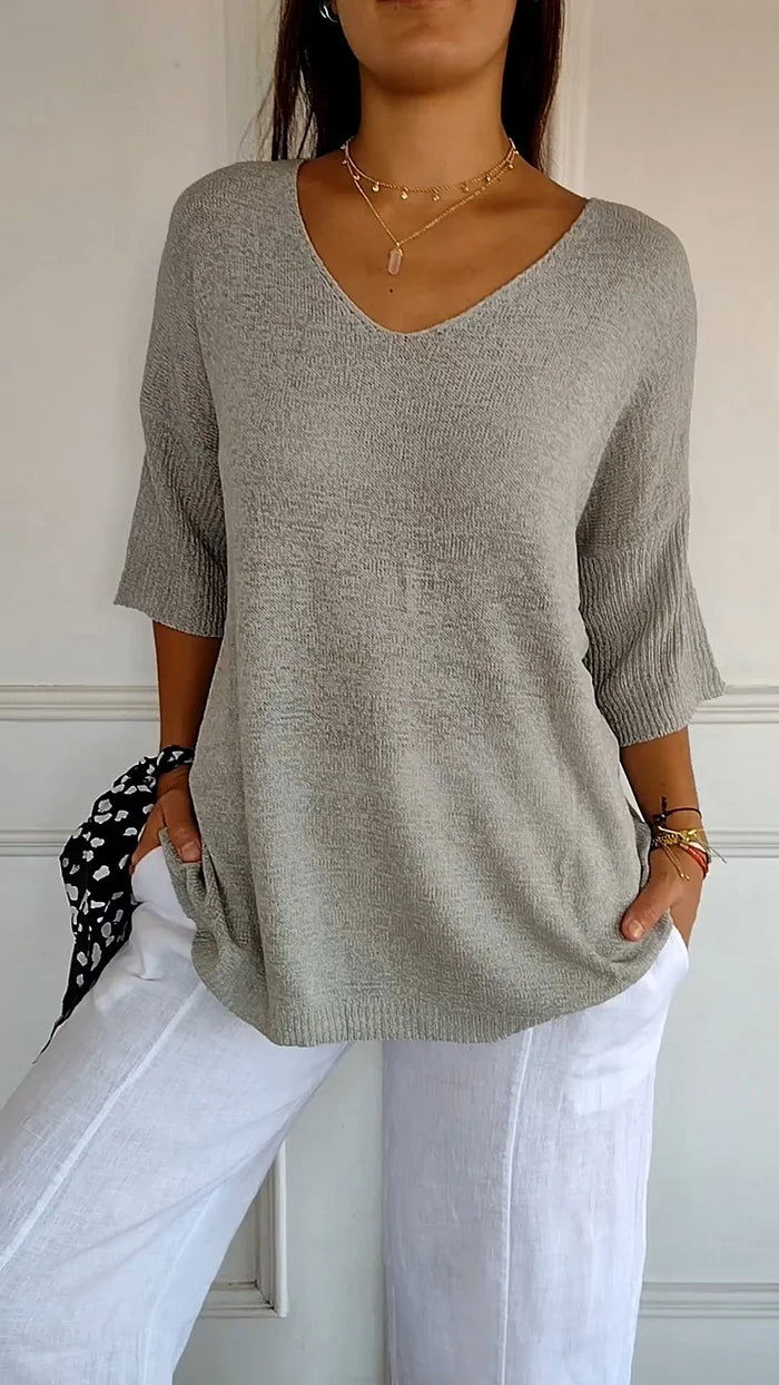 Pull Femme Rose Pastel Manches Courtes Chic