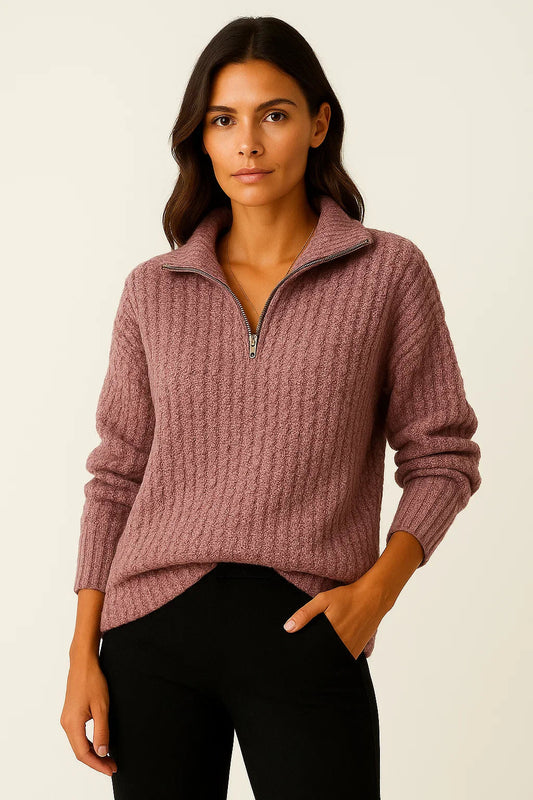 Pull Rose Femme Confortable en Maille Élégante - PanierRoyale