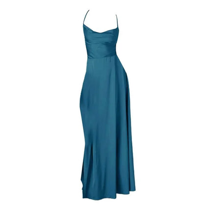 Robe de soirée femme longue sans manches élégante noir