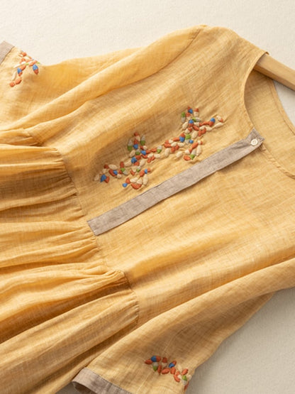 Robe Été Brodée Ethnique Pour Femme