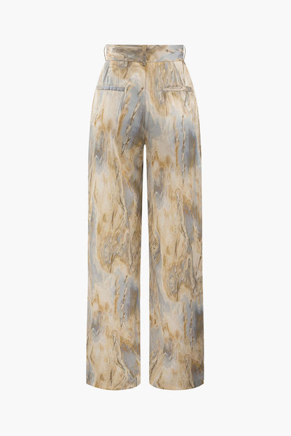 Pantalon Femme Tissu Imprimé Coupe Élégante