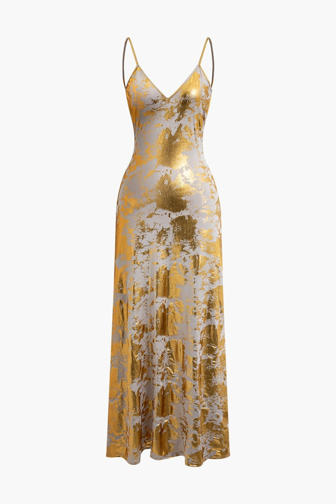 Robe de soirée femme épaules nues avec jupe brillante dorée