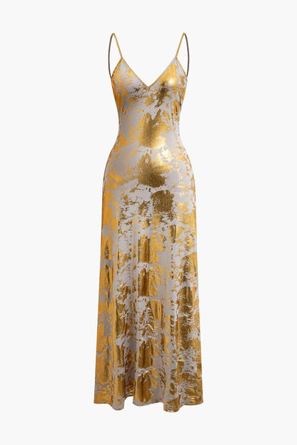 Robe de soirée femme épaules nues avec jupe brillante dorée
