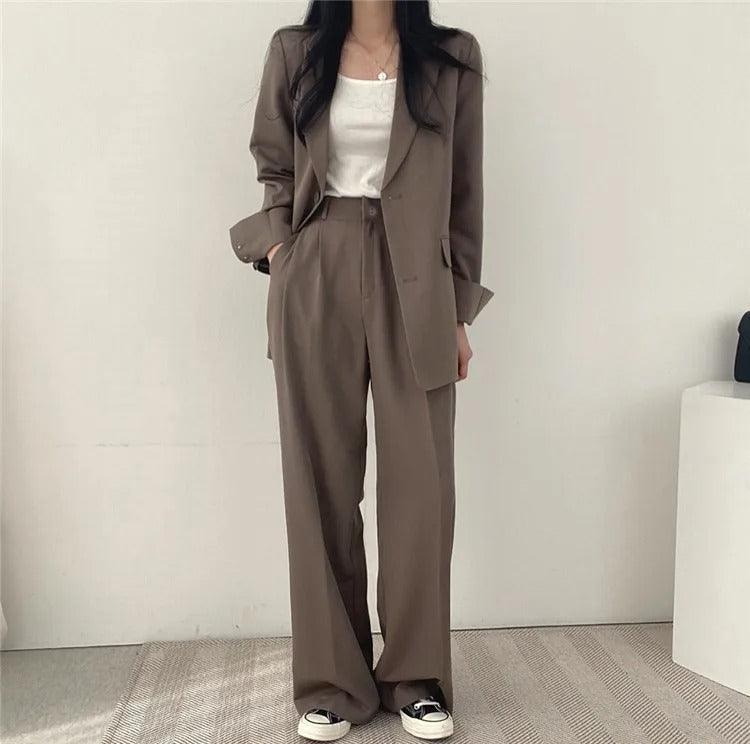Costume Femme Tailleur 2 Pièces avec Blazer Long