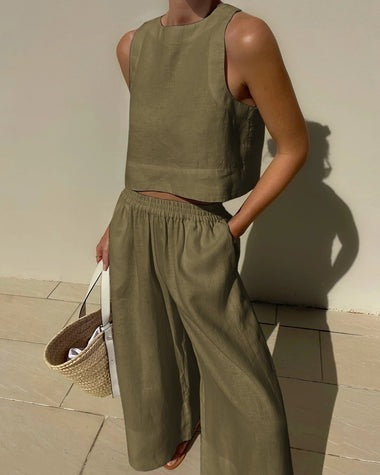 Robe Femelle Lin Élégante et Confortable